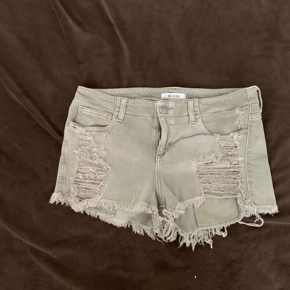 Olive Green Guess Shorts - Picture 1 of 3